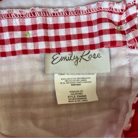 Emily Rose Girls Red White Gingham Seersucker Summer Dress Watermelon Size 3T - Picture 13 of 14